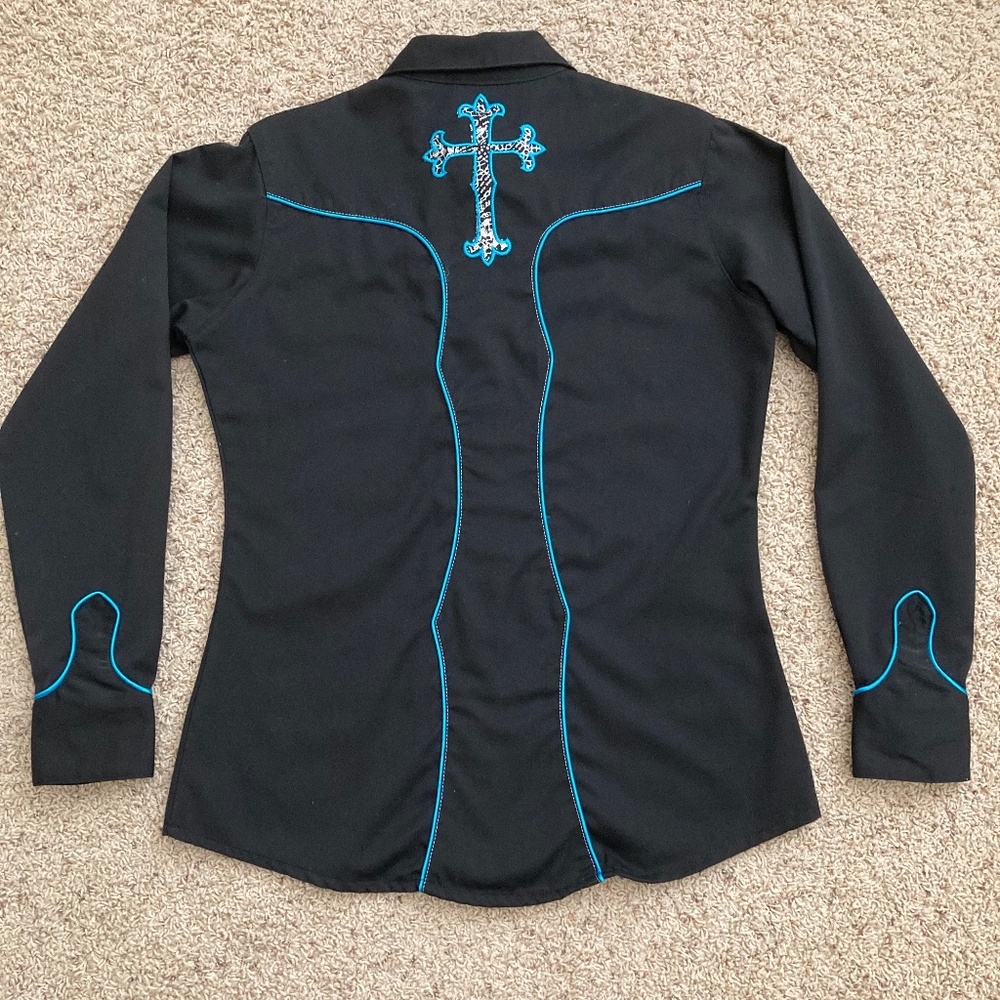 Women’s vintage Wrangler black western shirt. Size M - Picture 2 of 11